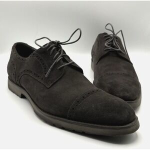 WALLIN & BROS. Wingtip Oxford Men's Size 10 M Charcoal Gray Suede Lace Up Shoes